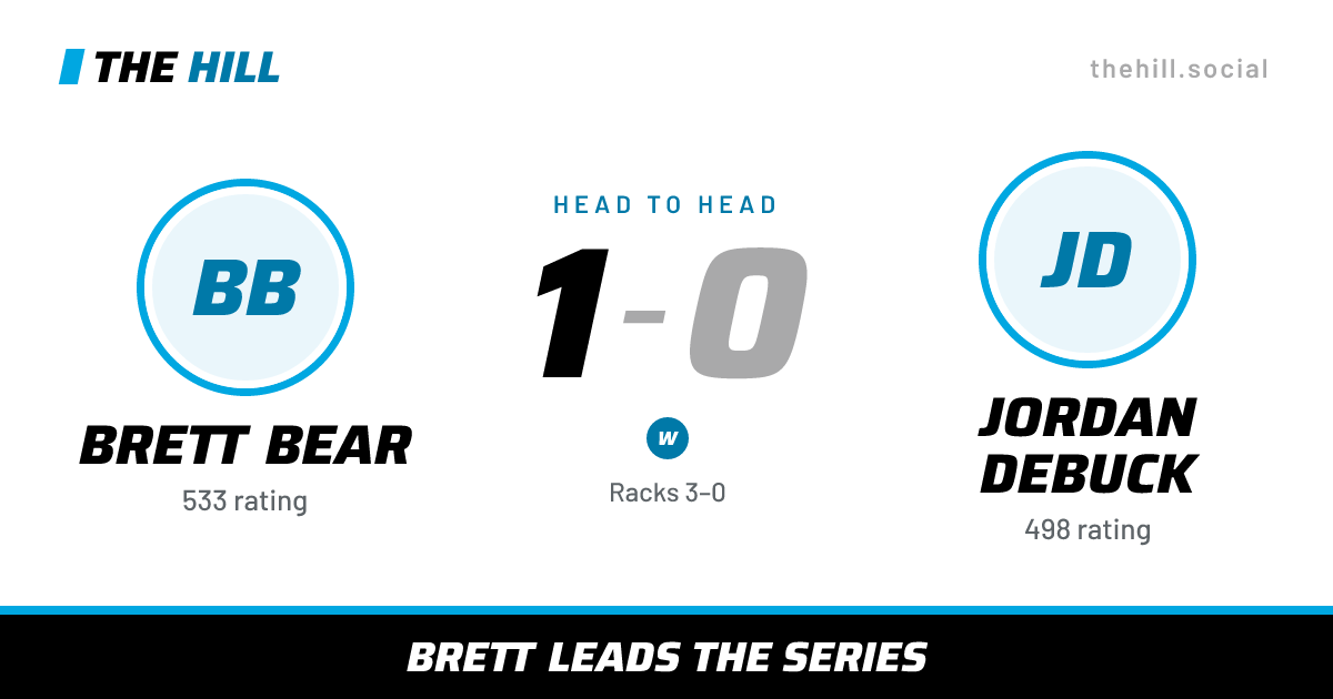 The share card: Brett Bear vs Jordan Debuck, 1–0 head to head on The Hill