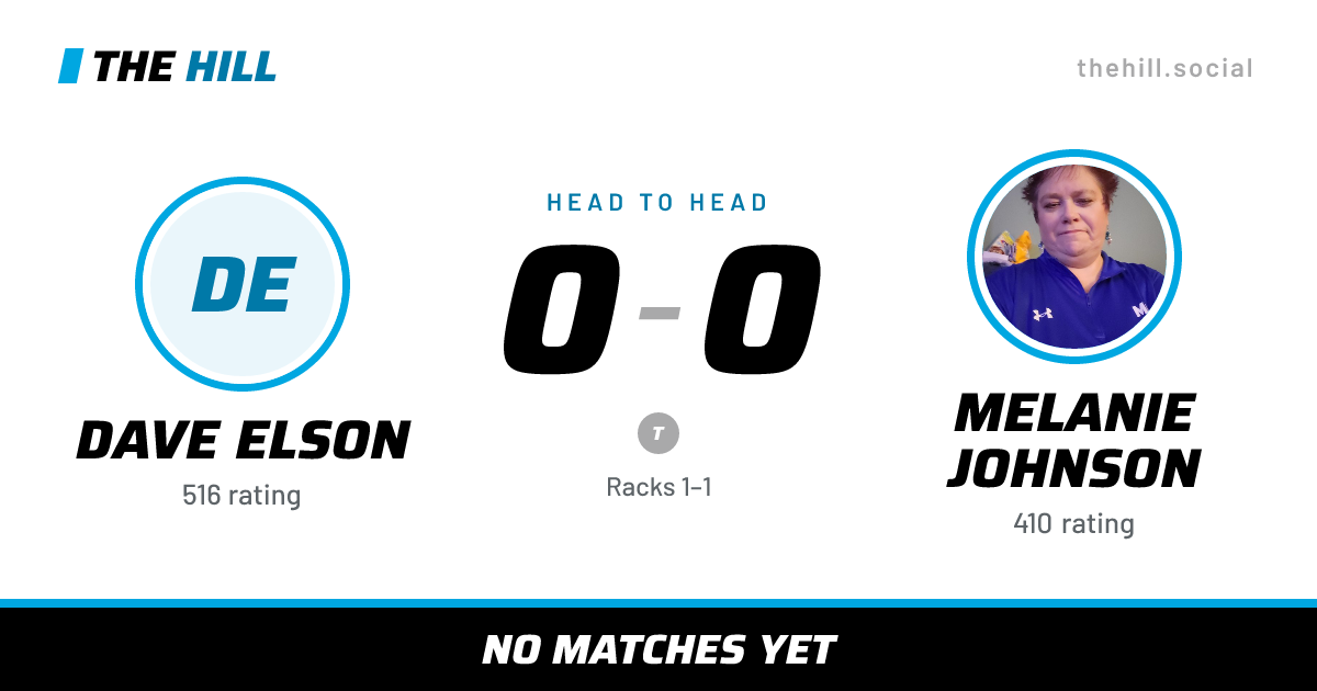 The share card: Dave Elson vs Melanie Johnson, 0–0 head to head on The Hill