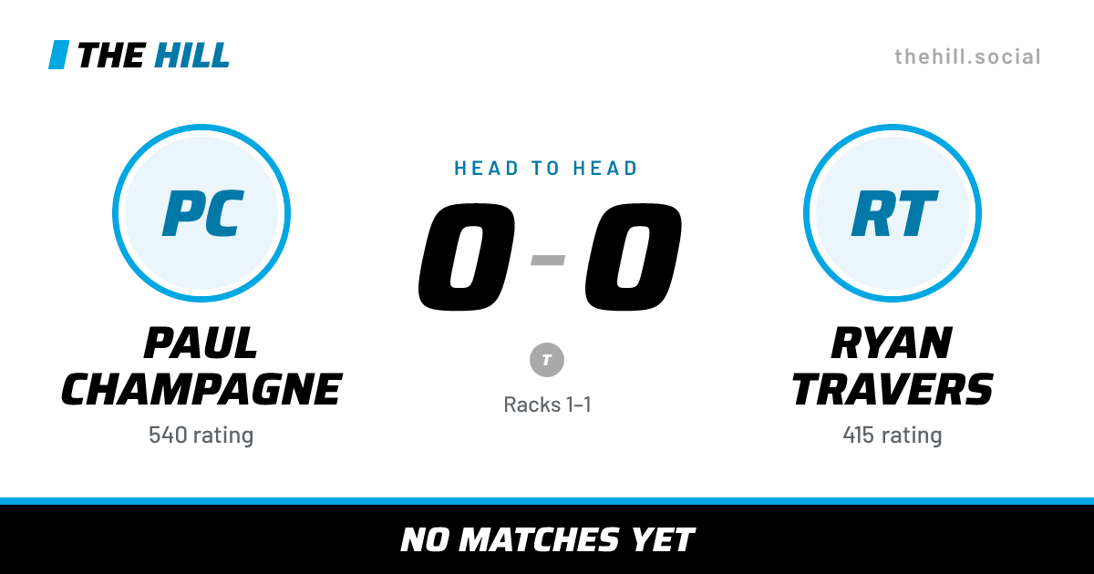The share card: Paul Champagne vs Ryan Travers, 0–0 head to head on The Hill