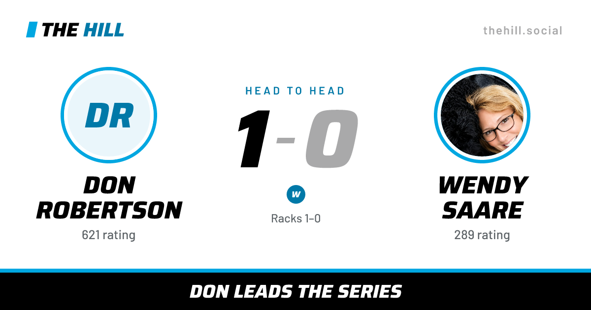 The share card: Don Robertson vs Wendy Saare, 1–0 head to head on The Hill