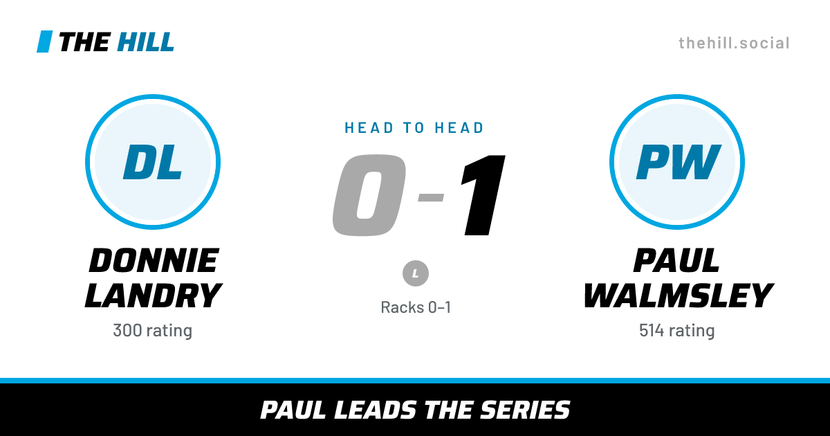 The share card: Donnie Landry vs Paul Walmsley, 0–1 head to head on The Hill